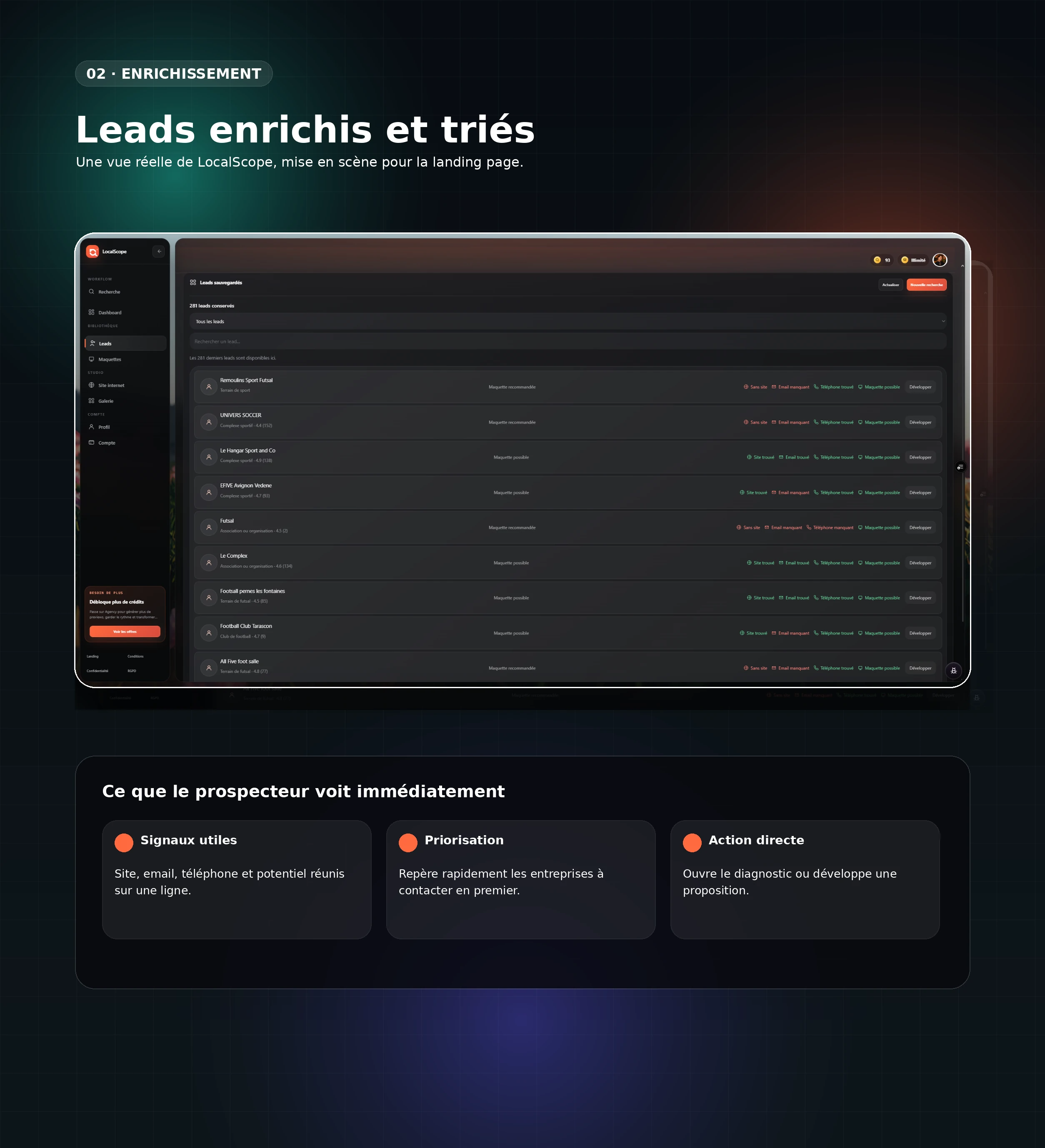 Leads enrichis et triés dans LocalScope