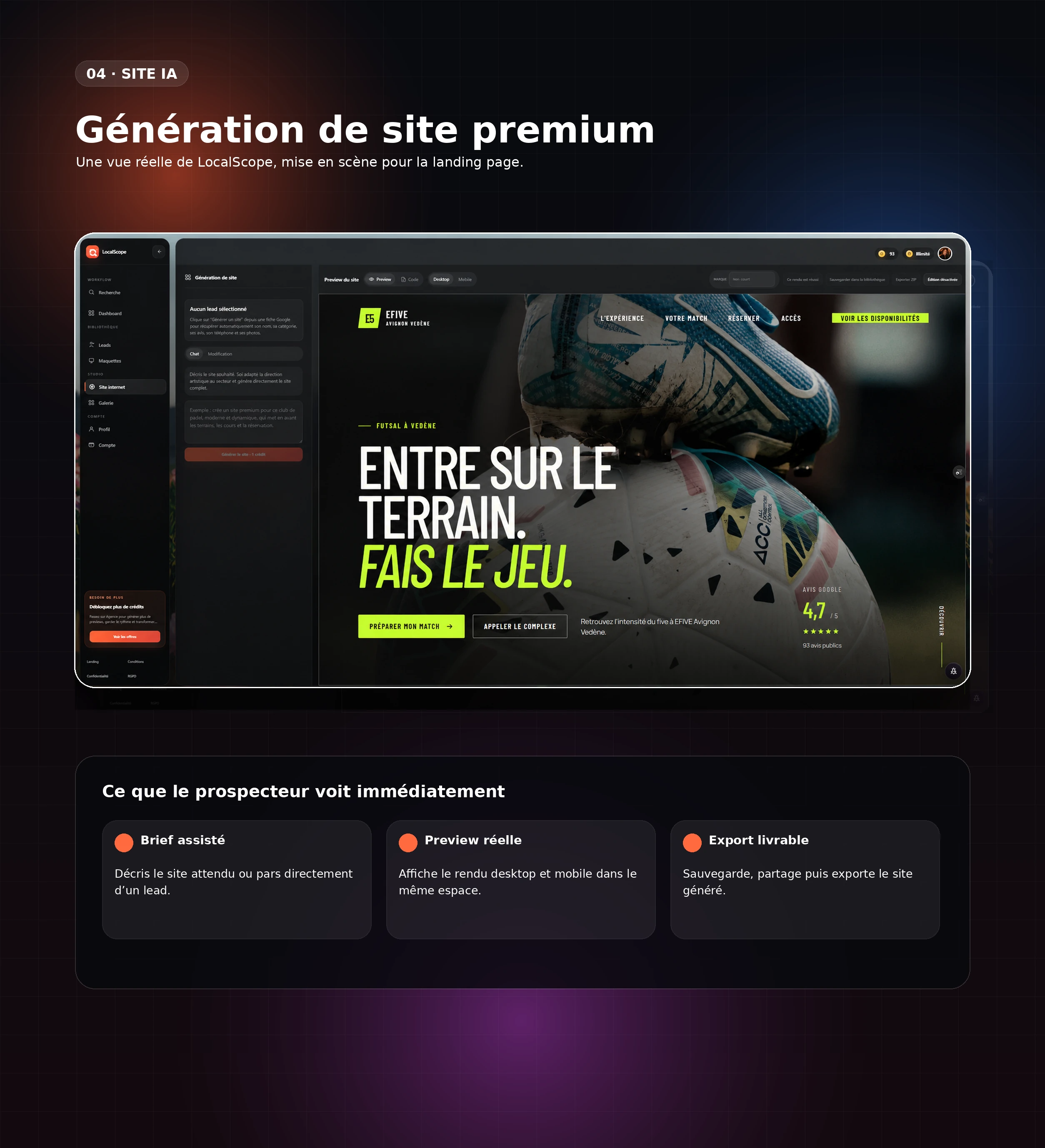 Génération de site premium dans LocalScope