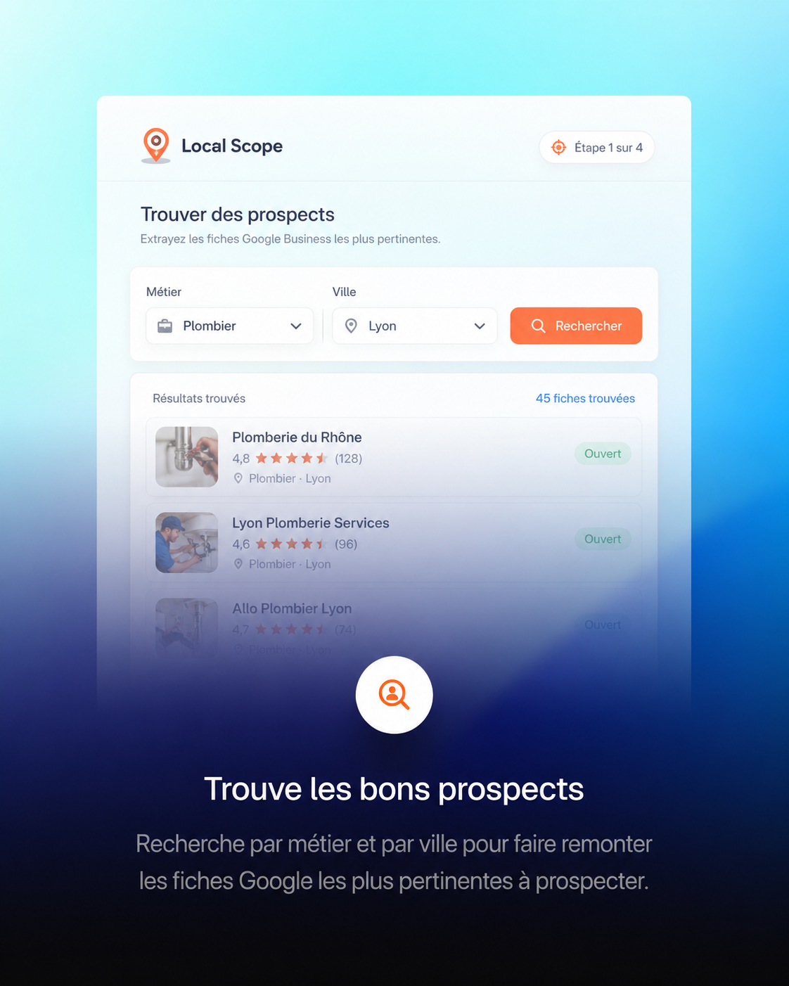 Aperçu LocalScope pour trouver les bons prospects.